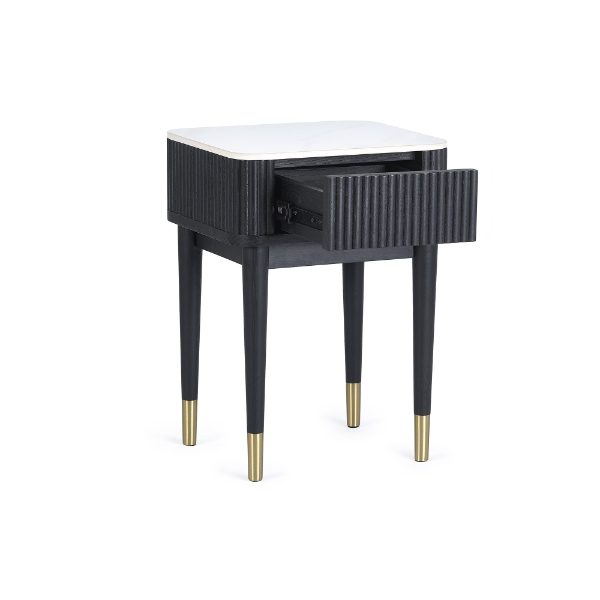 LOU002 - Louis Black Fluted Stone Top Lamp Table with Drawer Cutout_3