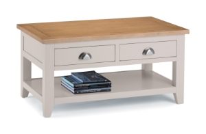 Richmond Coffee Table With 2 Drawers - Grey/Pale Oak
