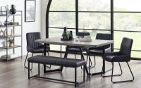 MIL051 - Miller Concrete Effect Dining Table, Soho Bench &amp; 4 Soho Dining Chairs Roomset_1