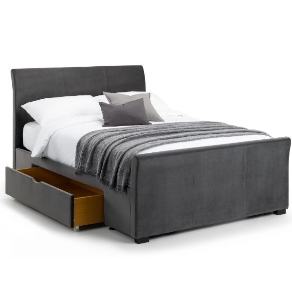 CAPRI BED WITH DRAWERS DARK GREY VELVET 180CM