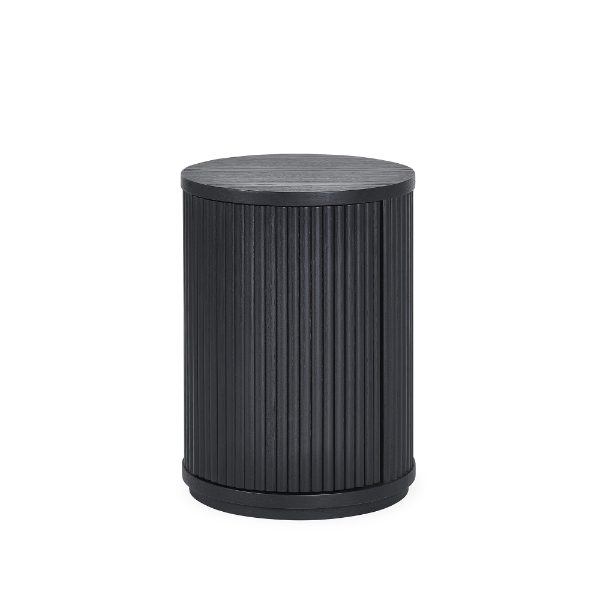 LOU009 - Louis Black Fluted Side Table with Door Cutout_1