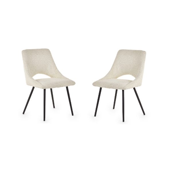 IRIS BOUCLE DINING CHAIR - IVORY