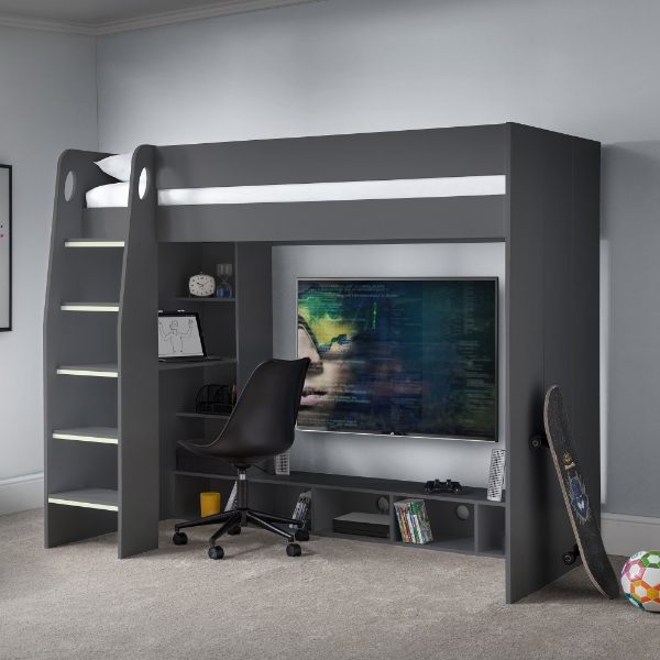 NEBULA GAMING BED WITH DESK ANTHRACITE