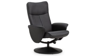 Lugano Recliner & Stool With Covered Base - Black