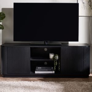 LOU010 - Louis Black Fluted TV Unit Roomset_1