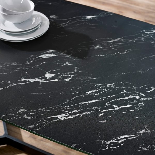 Olympus Black Marble Dining Table - Top Detail