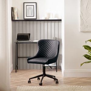 LUXE OFFICE CHAIR IN BLACK FAUX LEATHER