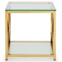 Miami Gold Lamp Table - Front Angle