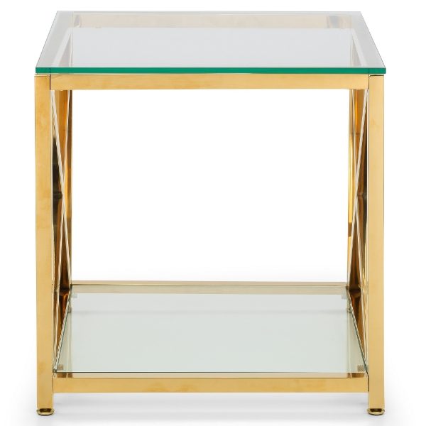 Miami Gold Lamp Table - Front Angle