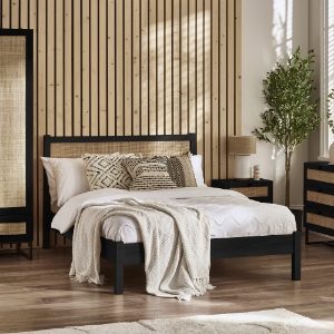 PADSTOW RATTAN 135CM DOUBLE BED - BLACK