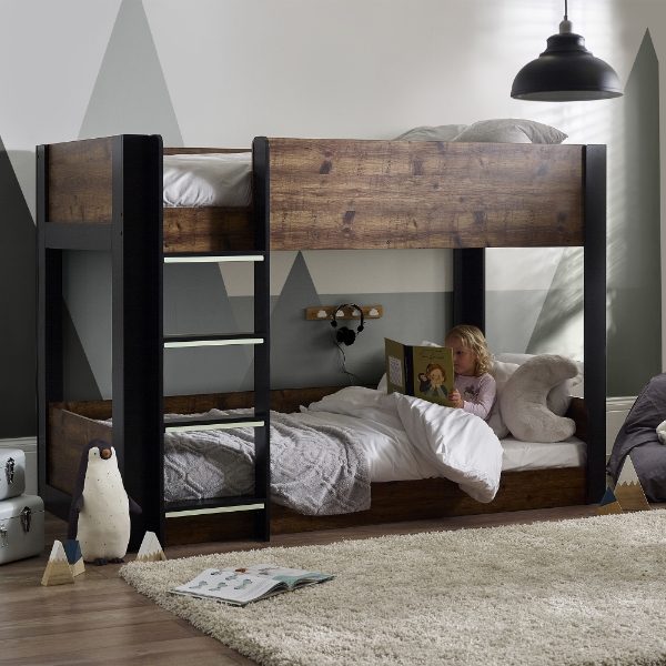 Solomon Bunk Bed -  Rustic And Black