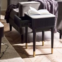 LOU002 - Louis Black Fluted Stone Top Lamp Table with Drawer Roomset_1