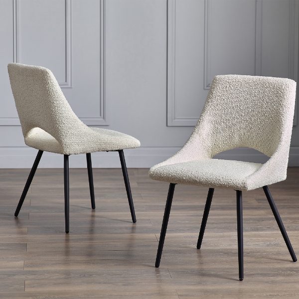 IRIS BOUCLE DINING CHAIR - IVORY