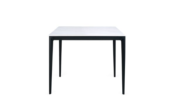 MIAMI SQUARE STONE TOP DINING TABLE - WHITE MARBLE