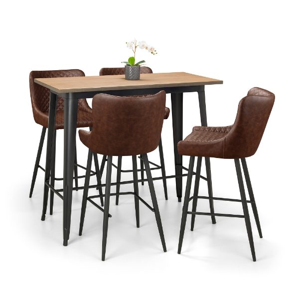 Luxe Faux Leather Bar Stool - Brown