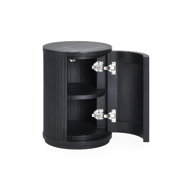 LOU009 - Louis Black Fluted Side Table with Door Cutout_2