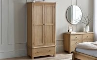 MEM007 - Memphis Limed Oak 2 Door 1 Drawer Wardrobe Roomset_1