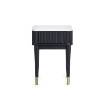 LOU002 - Louis Black Fluted Stone Top Lamp Table with Drawer Cutout_2