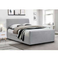 CAPRI FABRIC BED WITH DRAWERS LIGHT GREY 180CM