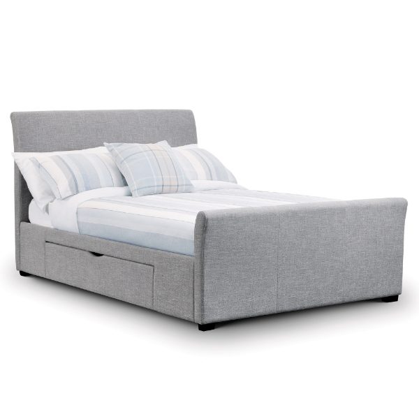 CAPRI FABRIC BED WITH DRAWERS LIGHT GREY 180CM