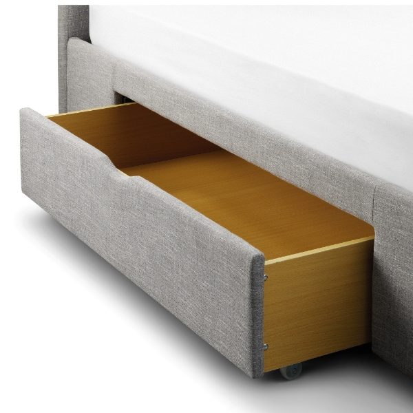 CAPRI FABRIC BED WITH DRAWERS LIGHT GREY 180CM