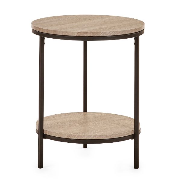 TRI225 - Tribeca Circular Lamp Table with Shelf Sonoma Oak Cutout_1