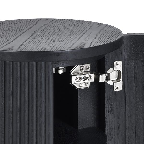 LOU009 - Louis Black Fluted Side Table with Door Detail_6