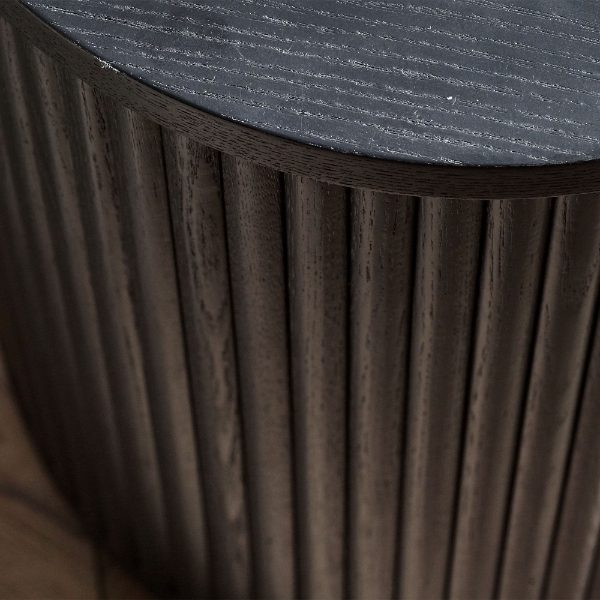 LOU009 - Louis Black Fluted Side Table with Door Detail_3